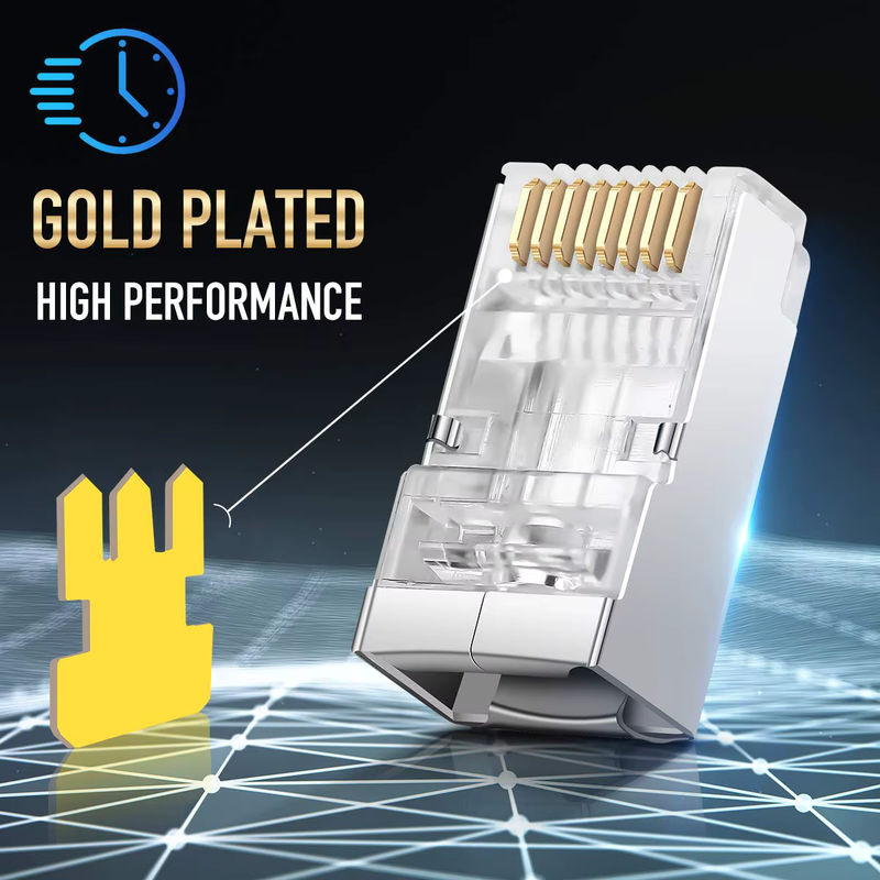 ZoeRax 100 Stück abgeschirmte RJ45 CAT5 CAT6 Pass-Through-Steckverbinder, vergoldete Ethernet-Stecker 8P8C für LAN-Verbindungen - Bild 4