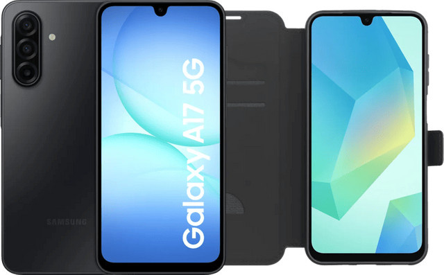 Samsung Galaxy A17 5G Smartphone 128GB Schwarz mit BlueBuilt Book Case Schwarz - Bild 1