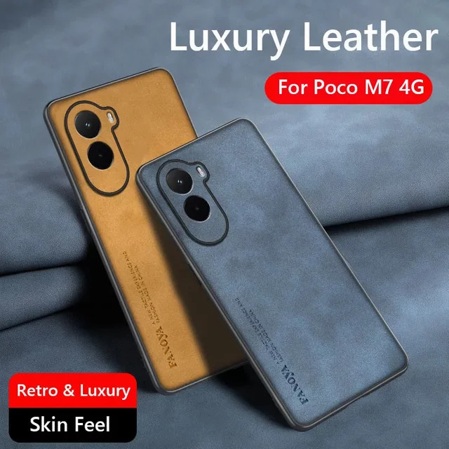 Xiaomi Poco M7 4G Retro Schutzhülle aus weichem Silikon in Rot mit Lederoptik und Stoßfestigkeit - Bild 1
