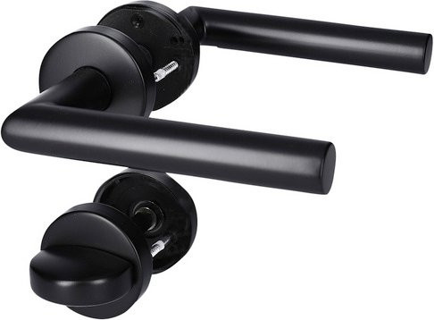 ALPERTEC Türbeschlag aus Edelstahl in Schwarz mit WC-Lochung und mattem Finish - Bild 1