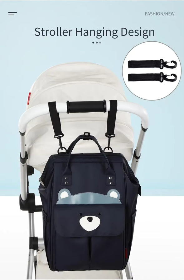 Insular Windelrucksack mit Tier-Cartoon-Design, wasserdichter Wickeltaschen-Rucksack für Mama und Baby, große Kapazität als Stilltasche und Kinderwagentasche in Rot oder Blau - Bild 2