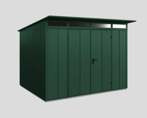 Ecostar Gerätehaus Elegant-P aus Metall in Grün mit Pultdach und Doppeltür, B/H/T: 302,8 x 232,3 x 238 cm - Bild 1
