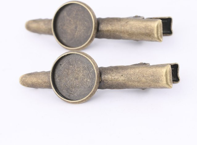 Haarspangen-Basisfassung, antike Bronze, 12 mm, reidgaller - Bild 1