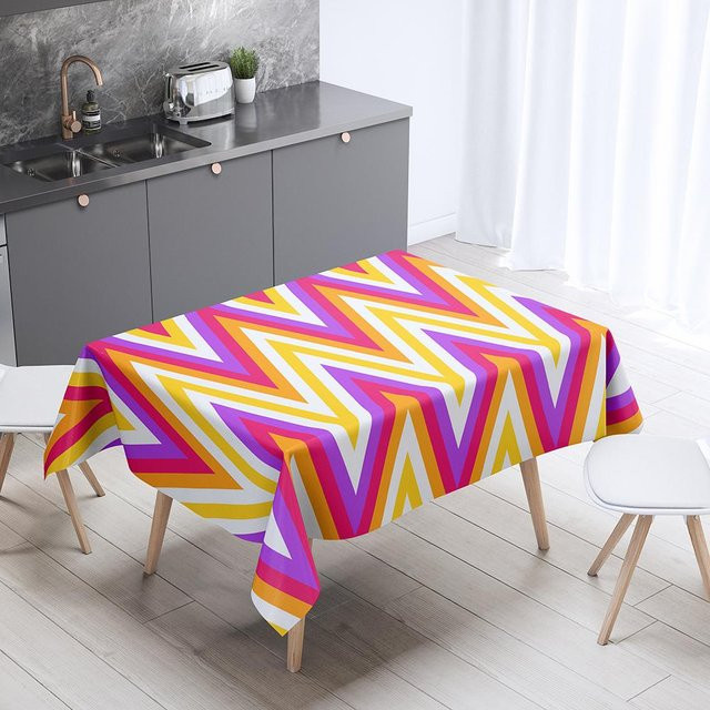 JMG Household Supplies Tischdecke mit buntem Kunstmuster, rechteckig, wasserabweisend und waschbar, Mehrfarbig, B/T: 140 x 160 cm - Bild 1