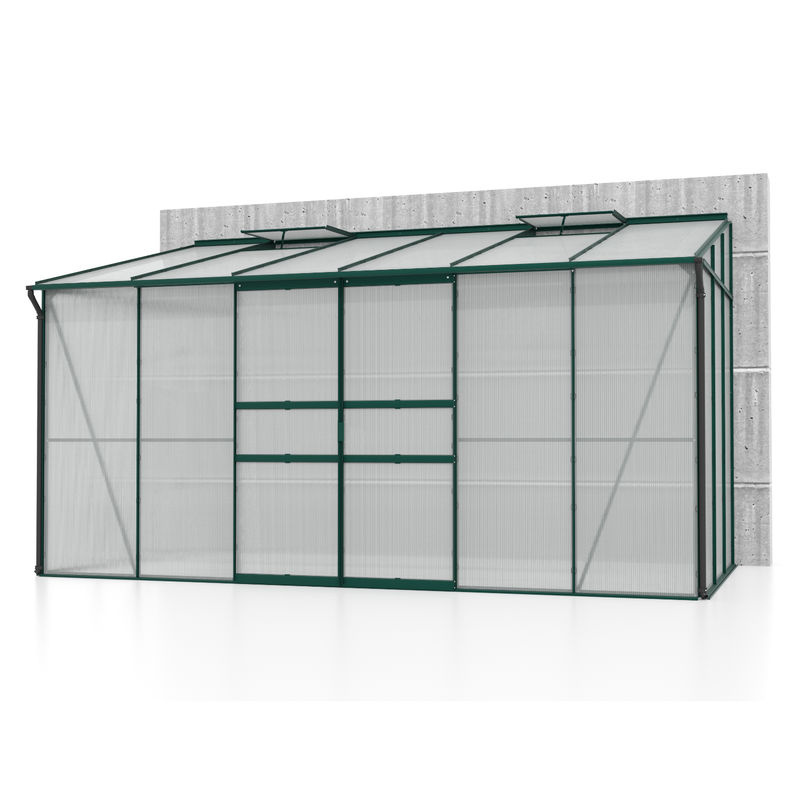 Vitavia Anlehn-Gewächshaus Ida 7800 in Smaragdgrün mit 7,8 m² Fläche und 4 mm Polycarbonat-Verglasung - Bild 2