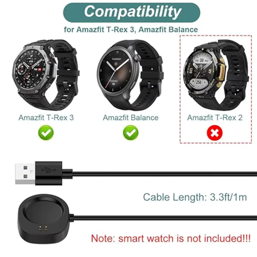 Amazfit Ersatz-Ladegerät, Silikon, Schwarz, USB-C, Unisex - Bild 4