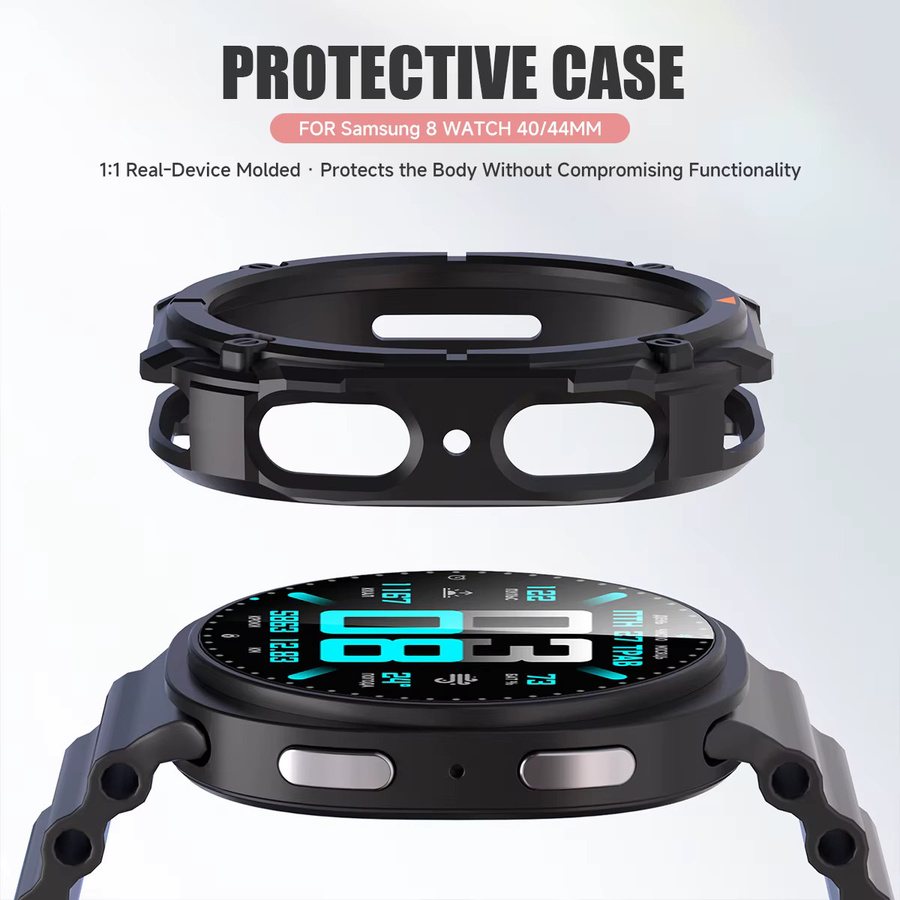 OAKCHARM Hülle und Armband für Samsung Galaxy Watch 8, Silikon, Schwarz - Bild 2