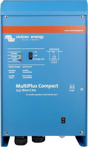 Victron Energy MultiPlus C 12/1200/50-16 Netzwechselrichter mit integriertem Laderegler, 1200W, 12 V/DC - 230 V/AC, Blau - Bild 1
