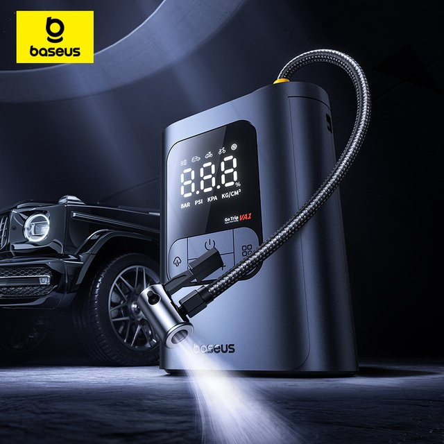 Baseus GoTrip VA1 Auto-Luftkompressor mit 5000mAh Tragbare Autoluftpumpe als präziser Reifendruck-Inflator für Autos, Motorräder und Fahrräder - Bild 1