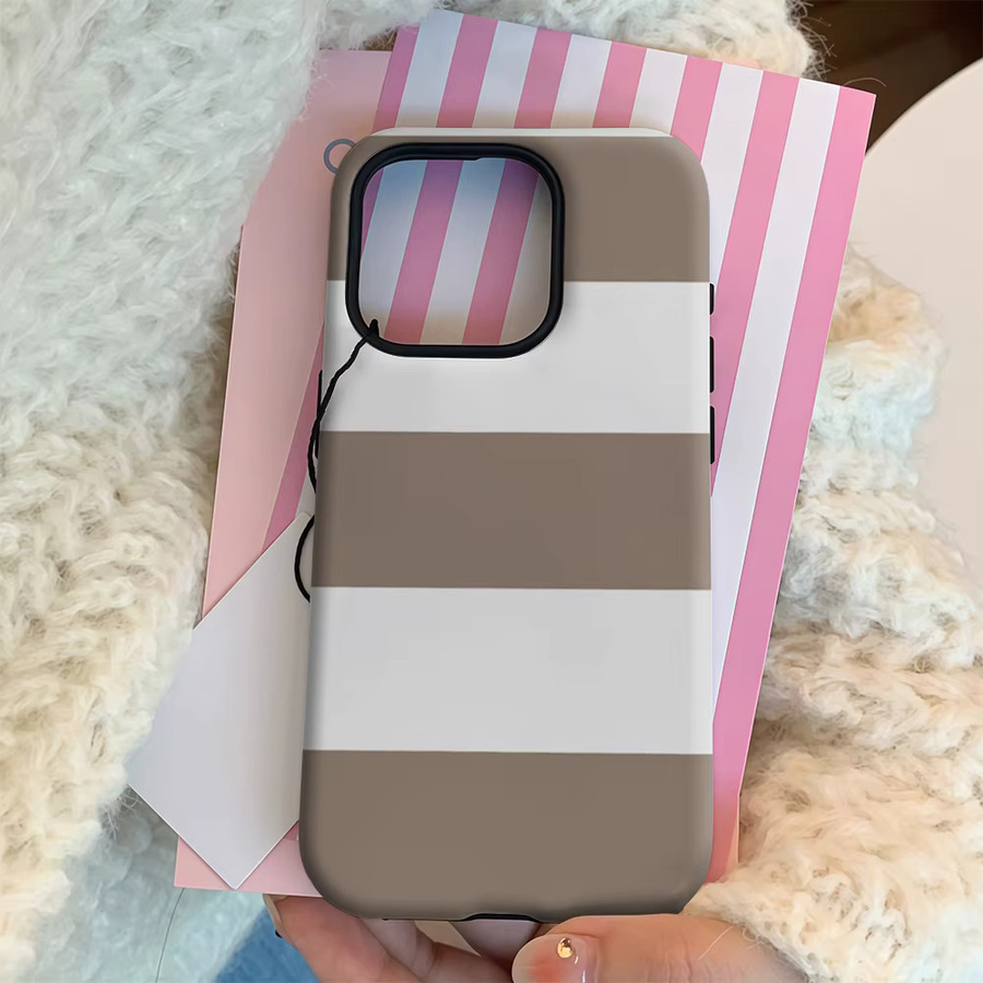 Handyhülle mit braun-weißen Streifen für Apple iPhone 11 bis iPhone 17 Pro Max Plus mit doppelschichtiger Rückseite - Bild 3