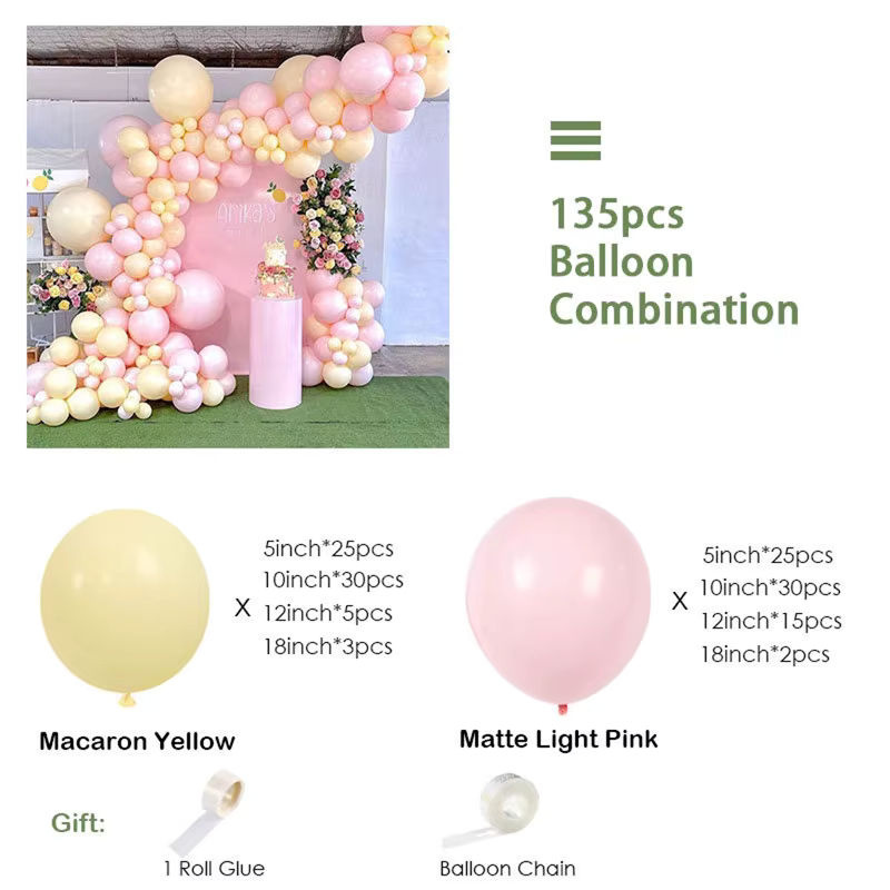 Macaron Ballon Girlande Bogen Kit in Gelb und Rosa für Hochzeit, Geburtstag oder Babyparty - Bild 3