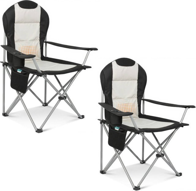 HOMECALL Klappbarer Campingstuhl als Hochlehner Angelstuhl mit Getränkehalter und Armlehnen, weiß/schwarz - Bild 2
