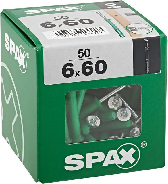 Spax Nageldübel Typ-ND aus Nylon in Grün, Durchmesser: 6 mm, Länge: 60 mm, 50 Stück - Bild 1