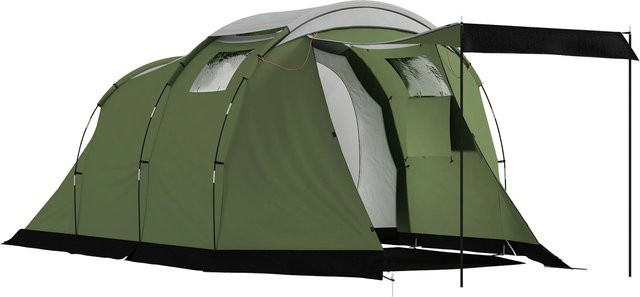 Furnicato Familienzelt Campingzelt für 4 Personen in Armeegrün Schwarz Grau, H x B x T: 190 x 460 x 260 cm - Bild 1