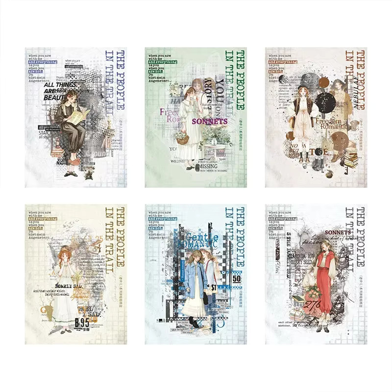 Trace of People Retro-Charakter Mädchen Serie Aufkleber Set, 30 Stück pro Packung, Multicolor, PET - Bild 2