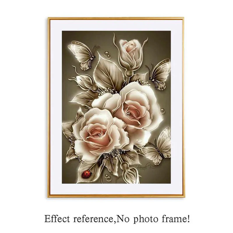 FIYO Diamant-Malerei Rose Blume als Mosaik-Kreuzstich-Stickerei, mehrfarbig, B/H: 20 x 30 cm - Bild 2