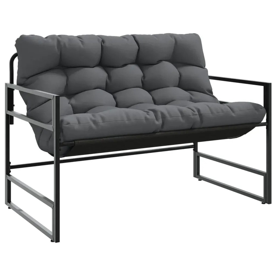 furnicato Gartenbank aus Stahl mit Kissen in Anthrazit, Breite: 113 cm, Höhe: 76 cm, Tiefe: 67 cm - Bild 2