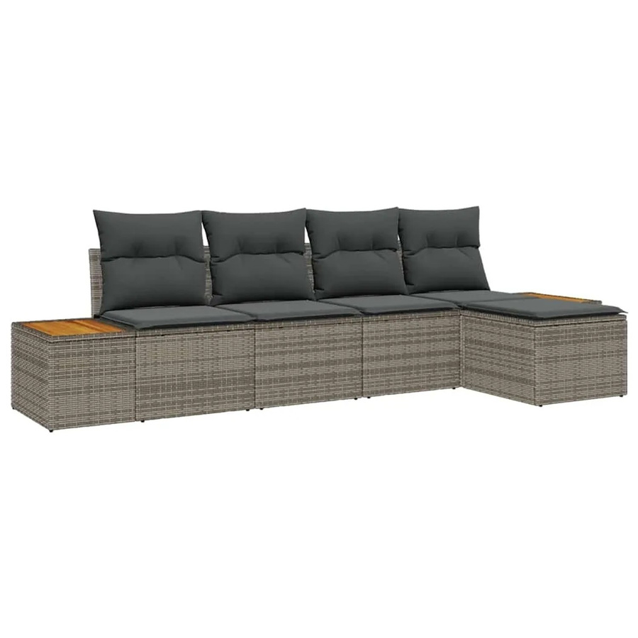 vidaXL Garten-Sofa-Set aus Poly-Rattan in Grau mit 2-Sitzer, Ottoman und Kissen - Bild 2