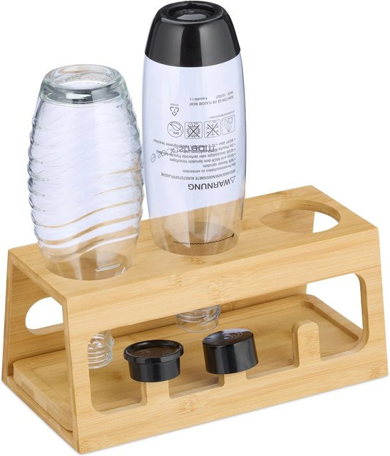 Relaxdays Flaschenhalter aus Bambus in Natur für 3 Flaschen, B/T/H: 12,5 x 14 x 29 cm - Bild 1