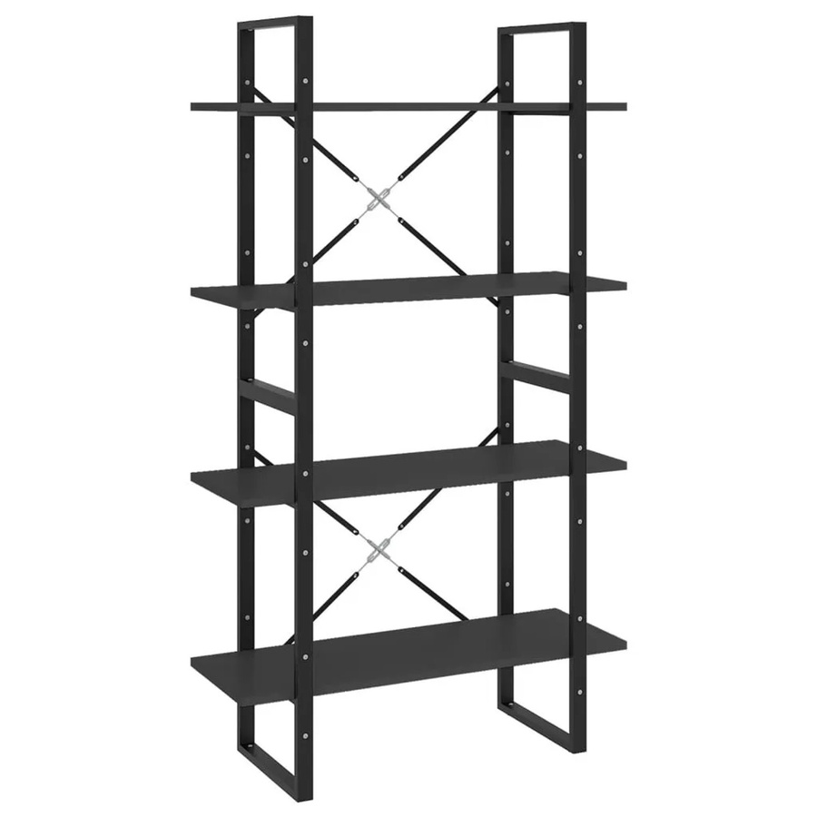 vidaXL Bücherregal im Industrial-Design aus Holzwerkstoff und Metall, Grau, B/T/H: 80 x 30 x 140 cm - Bild 2