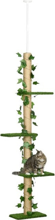PawHut Katzenbaum aus Spanplatte und ABS in Gelb, H x B x T: 242 x 21 x 37 cm