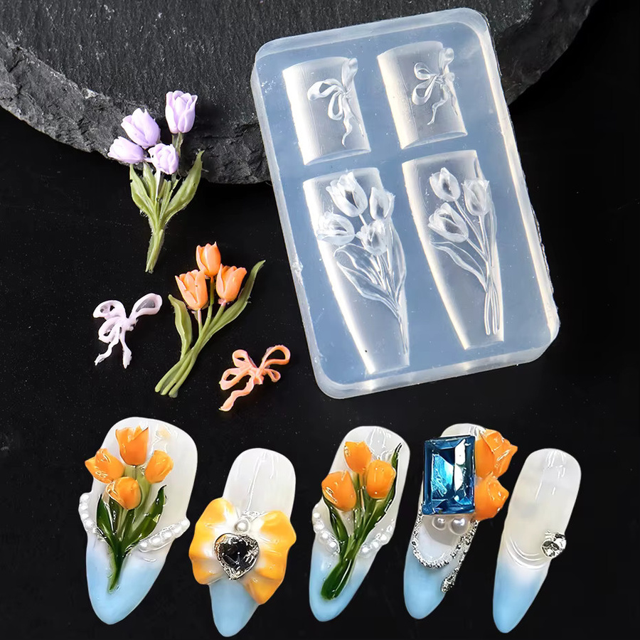 Full Beauty Tulpen-Nagelstempel, Silikonform für Nagelkunst, 3D-Prägung - Bild 1