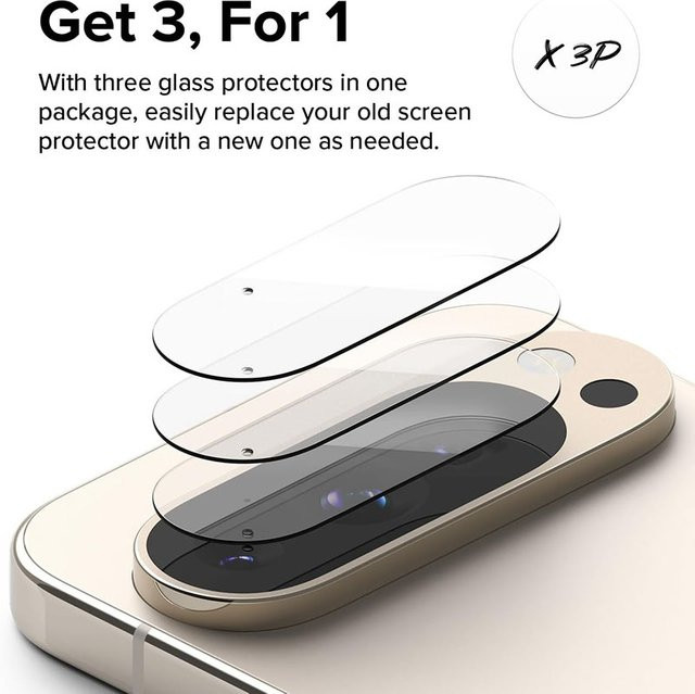 Kamera Objektiv Schutz aus gehärtetem Glas für Google Pixel 9 Pro XL, Pixel 9 und Pixel 9 Pro, transparent - Bild 1
