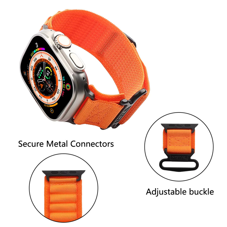CAOWTAN Uhrenarmband Nylon, Textil/NATO, Unisex, orange, schwarz - Bild 2