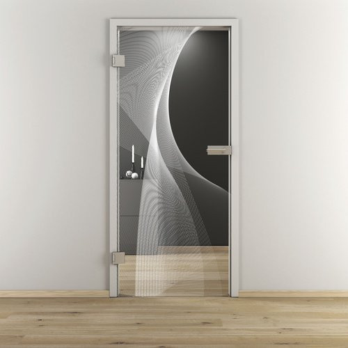 NOVADOORS Glasdrehtür NOVA 634, glänzend, transparent, B/T/H: 83,4 x 33,1 x 197,2 cm - Bild 1