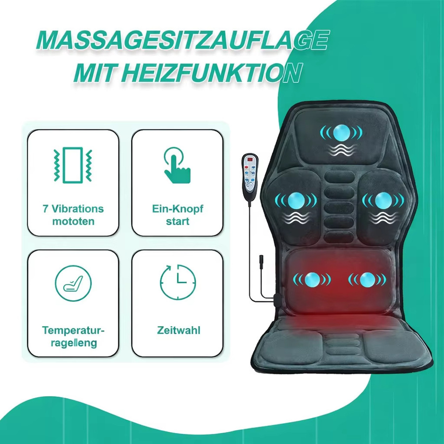 HIMOUTA Massage-Sitzkissen mit Heizfunktion und Ganzkörper-Vibration in Schwarz - Bild 5