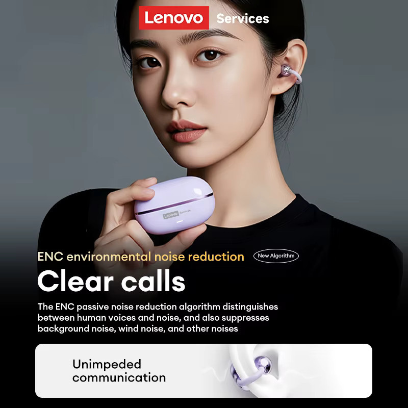 Lenovo RS102 Open-Ear-Kopfhörer, kabellose Clip-On-OWS-Sportkopfhörer mit Bluetooth, Touch-Steuerung und Mikrofon, Schwarz - Bild 5