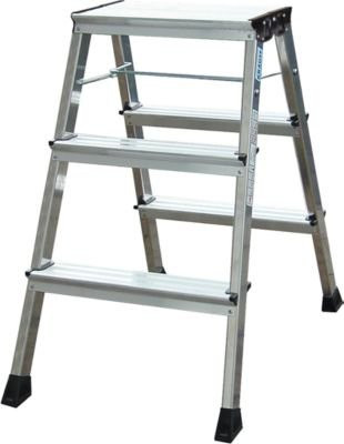 Krause Rolly Doppel-Klapptritt aus Aluminium, 2 x 3 Stufen, silber