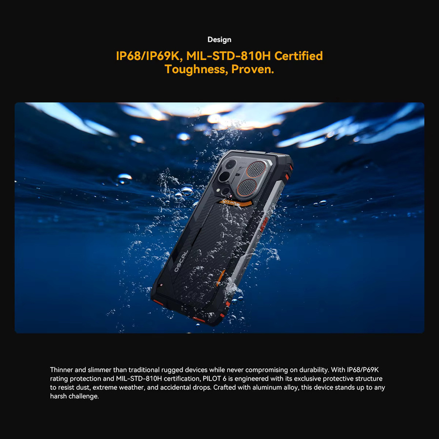 Blackview OSCAL PILOT 6 Robustes Wärmebild-Smartphone in Schwarz mit 256 GB Speicher, 12 GB RAM, 6,67 Zoll 2,4K-Display, 120 Hz und 10000 mAh Akku, Dual-4G - Bild 2