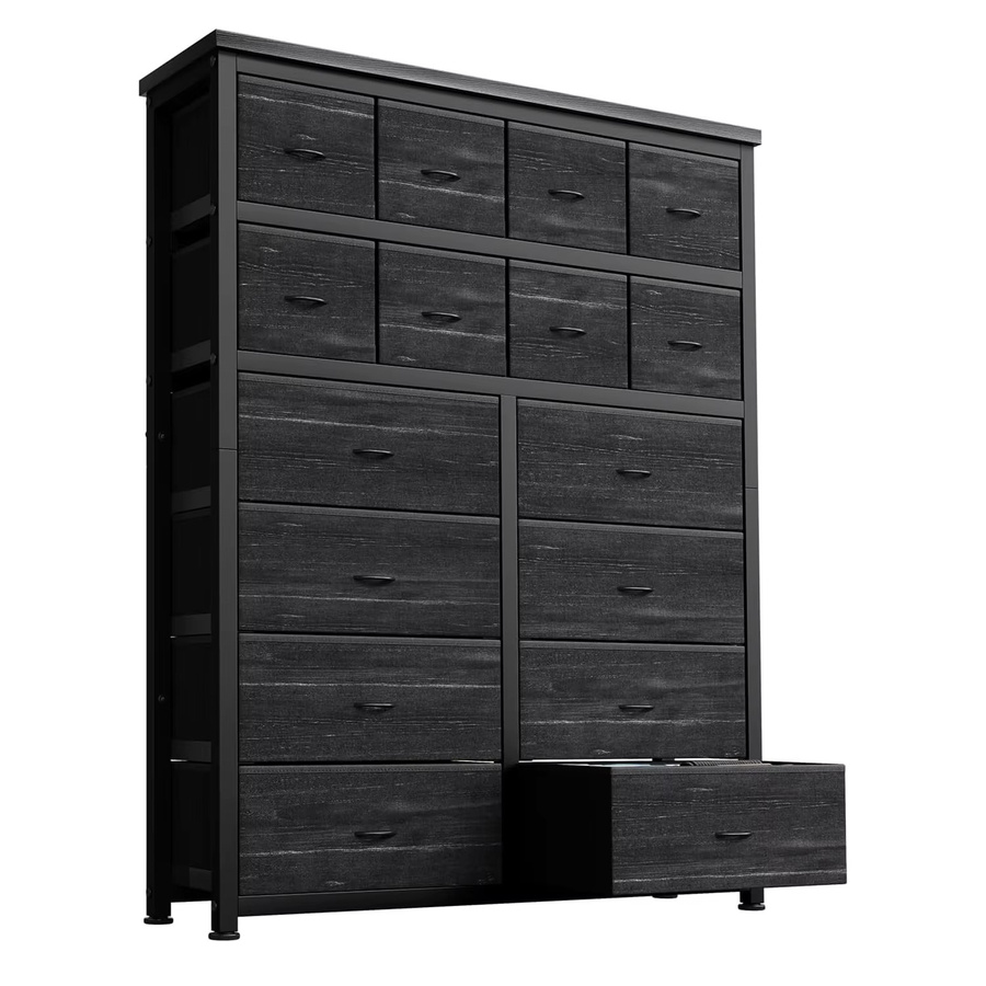 HiMISS Hohe Kommode in Schwarz mit 16 Stoff-Schubladen für Schlafzimmer, Wohnzimmer und Flur - Bild 6