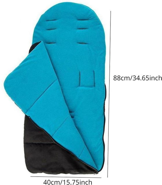 Universelle Baby Kinderwagen Fußabdeckung aus verdickter Baumwolle für Herbst und Winter in Schwarz und Blau - Bild 1