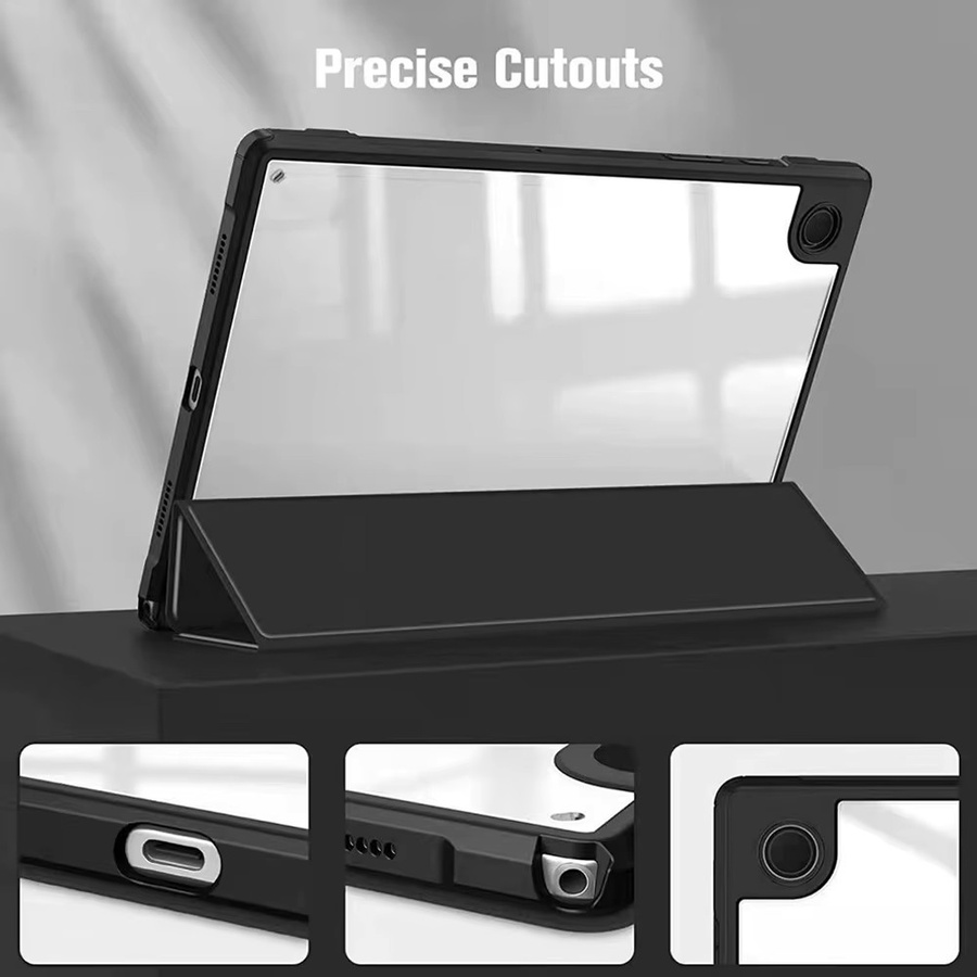 Einfarbige Smart Folio Acryl-Schutzhülle für Samsung Galaxy Tab A9+ / A11+ in Schwarz oder Weiß - Bild 5