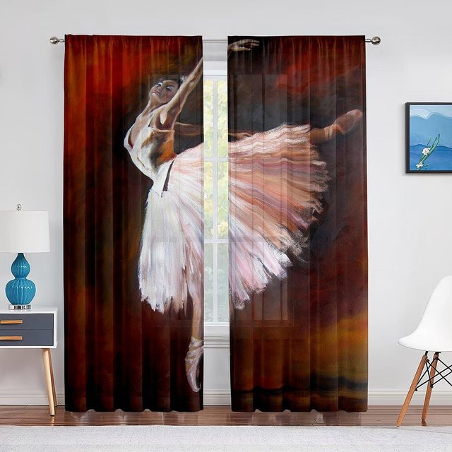 Binchi Outdoor Equipment Retro Ballerina Tüllvorhang aus Chiffon, transparent, B: 150 cm, H: 250 cm - Bild 1