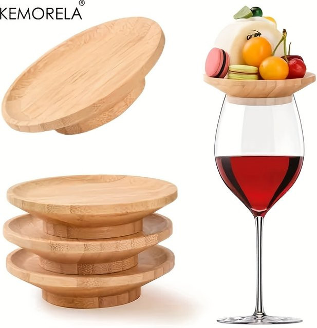 KEMORELA Bambus-Servieruntersetzer Set, runde Vorspeisenteller aus Bambus in Beige und Braun für Käse, Obst und Snacks - Bild 1