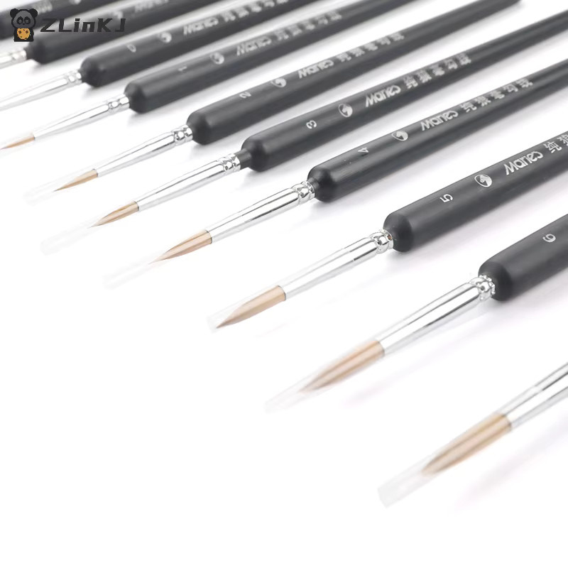 Professionelle Miniatur-Nylon-Pinsel für Acrylmalerei in Schwarz, Set mit 3/5/6 Stück, Größen 000 bis 3 - Bild 4