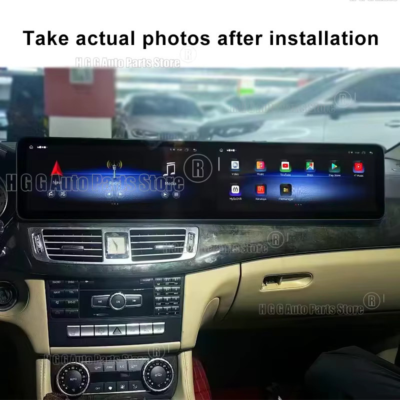 YANFU Android Carplay GPS-Navigation mit zwei Bildschirmen und Multimedia-Player für Mercedes Benz CLS-Klasse W218 X218 2012-2017 Rechtslenker, 25,6 Zoll, Schwarz - Bild 3