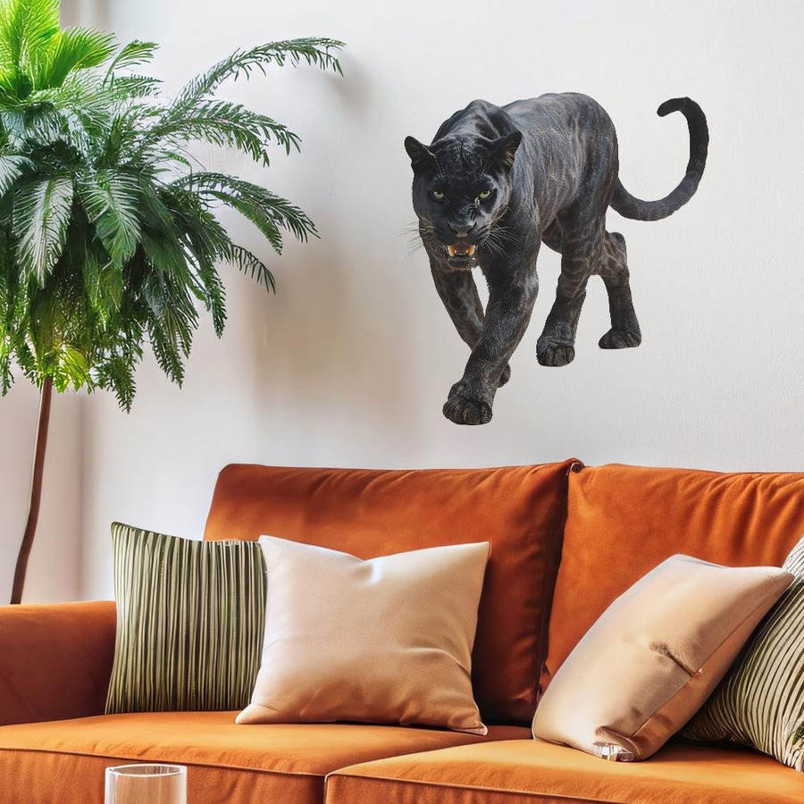 MENGN Top Wandaufkleber Wilder Schwarzer Panther in modernem minimalistischem Design, Farbe Schwarz, B/H: 39 x 39 cm - Bild 4