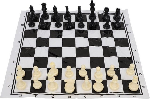 Igeteck Schachspiel-Set, Mittelalter-Stil, Kunststoff, Schwarz & Weiß, ab 6 Jahren - Bild 1