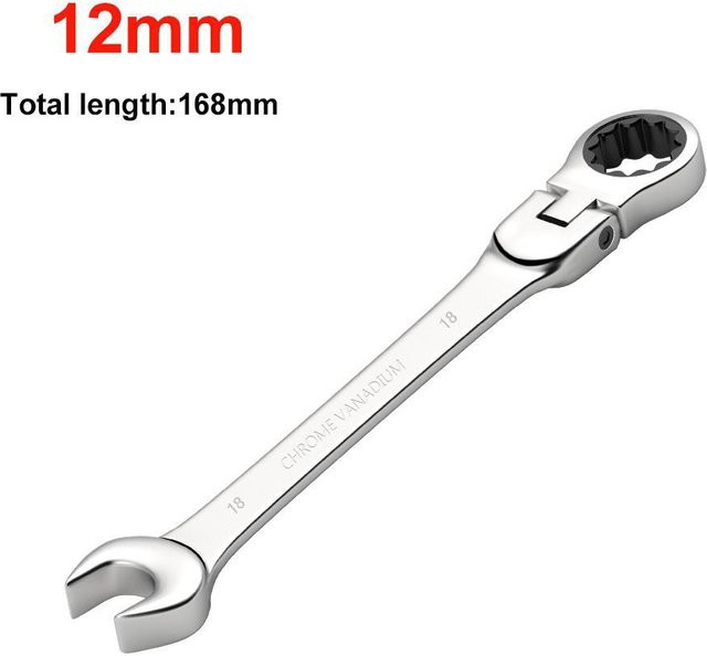 Universal-Ratschenschlüssel von YJSTY mit 72 Zähnen und verstellbarer Kopföffnung, 12 mm, Silber - Bild 1