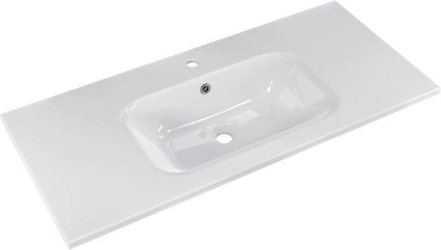 Pelipal Waschbecken Quantum 07 aus Mineralmarmor in Weiß, Breite: 101 cm, Tiefe: 46 cm, Höhe: 2 cm - Bild 1
