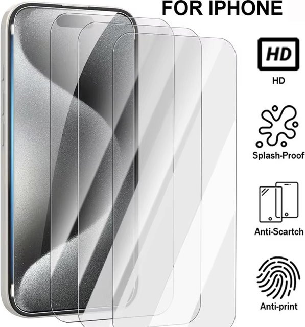 3er-Set Schutzglas aus gehärtetem Glas für Apple iPhone in Transparent - Bild 1