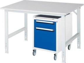 Rau Arbeitstisch Tom KM08 höhenverstellbar in Grau und Weiß, B/T/H: 125 x 100 x 76-108 cm - Bild 1