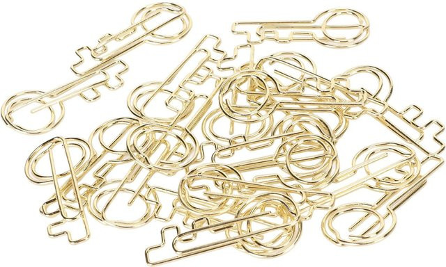 GoolRC Büroklammern in Schlüsselform aus Metall, 40 Stück, beige und gold - Bild 1
