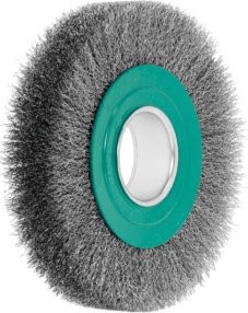 Lessmann Draht-Rundbürste in Grün mit INOX-Edelstahl-Draht 0,30 mm, Durchmesser: 17,8 cm, Besatzbreite: 3,2 cm - Bild 1