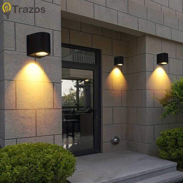 TRAZOS LED-Doppelkopf-Wandleuchte für den Außenbereich, quadratisch, Schwarz, Warmweiß - Bild 1