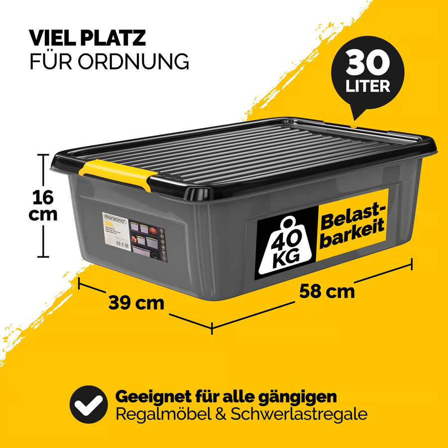 MONZANA Aufbewahrungsbox 6er-Set in Grau/Anthrazit, stapelbar, B/T/H: 58 x 39 x 16 cm - Bild 2